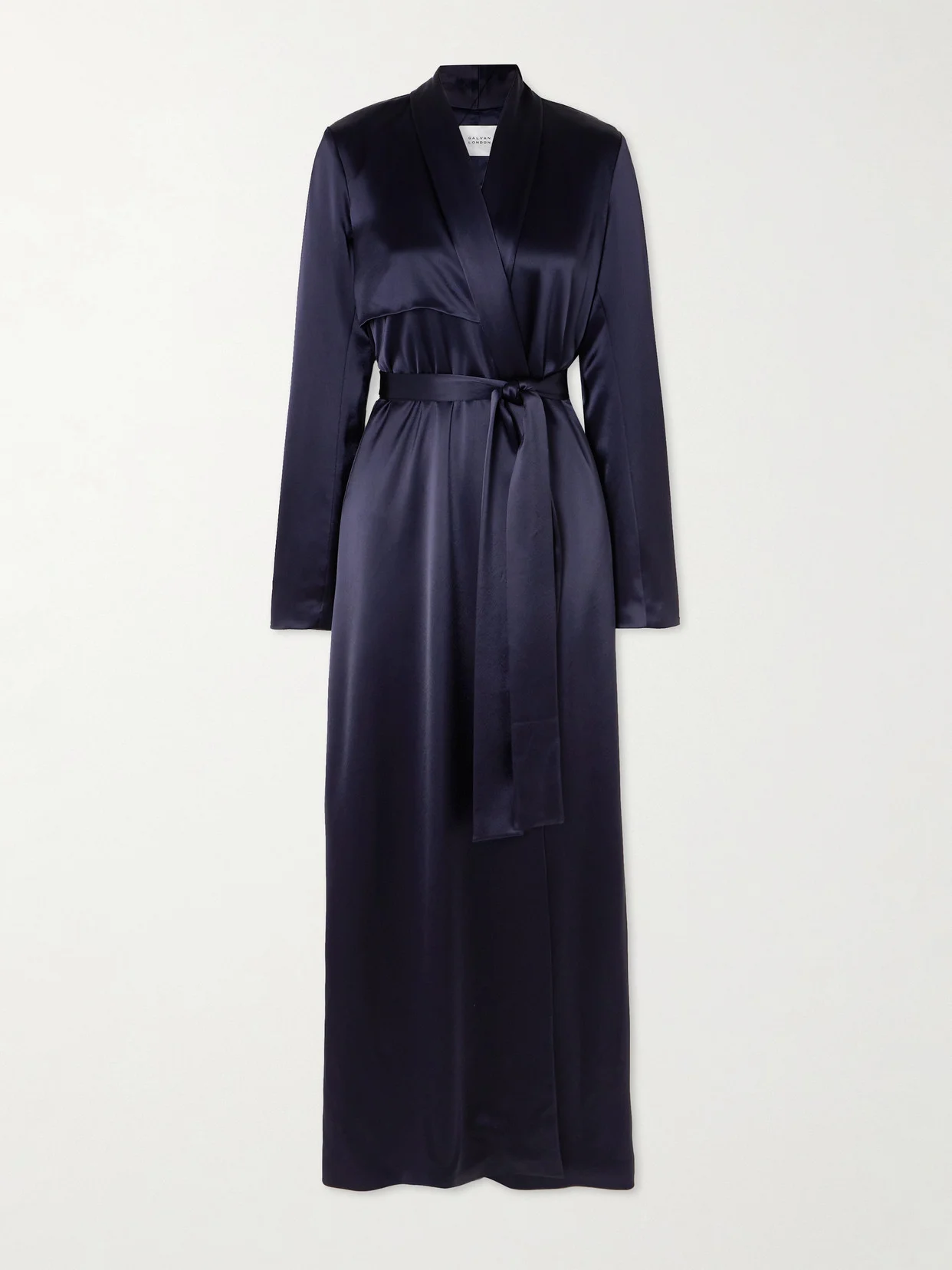 Belted Satin Trench Coat - 1