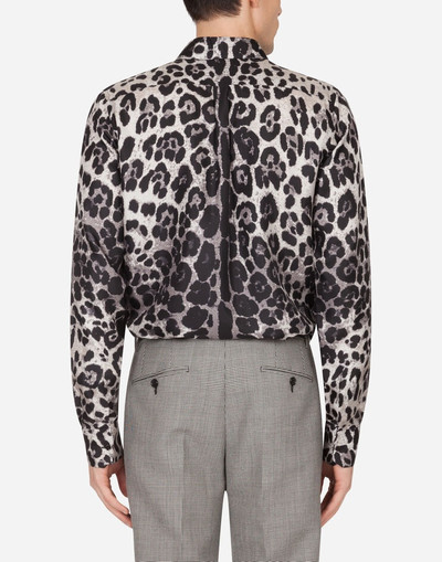 Dolce & Gabbana Silk Martini-fit shirt with leopard print outlook