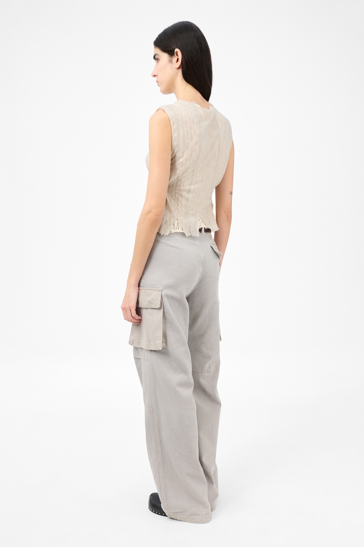 Ragged Vest Taupe Nylon Mesh - 5