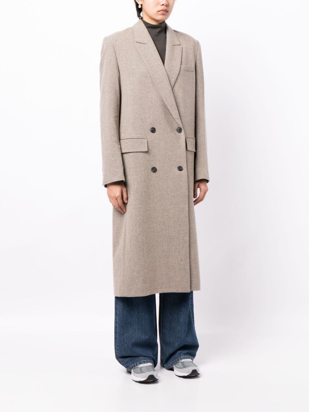 double-breasted midi-length coat - 3