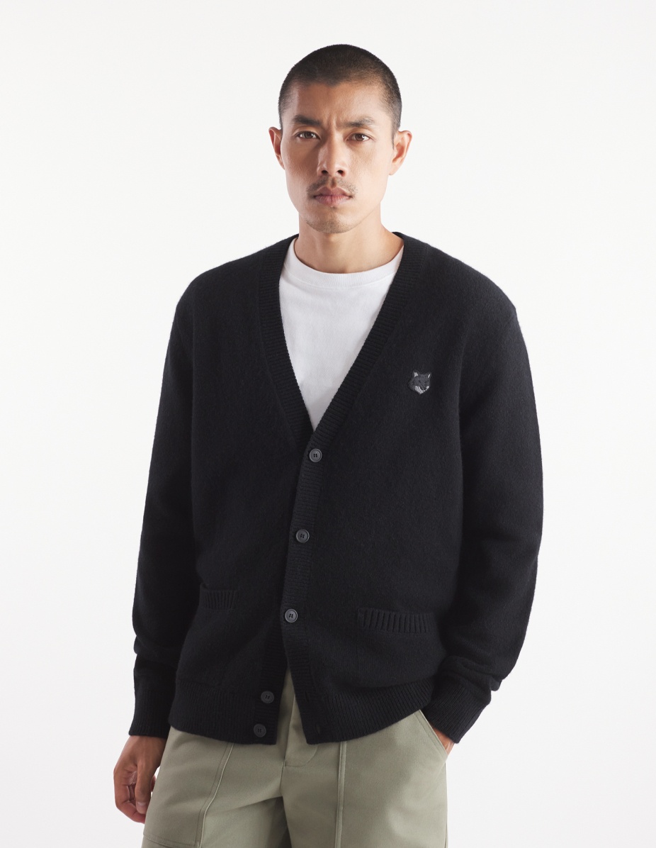 BOLD FOX HEAD PATCH REGULAR CARDIGAN IN LAMBSWOOL - 3