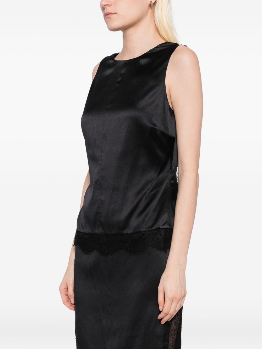 lace-trimmed satin top - 3