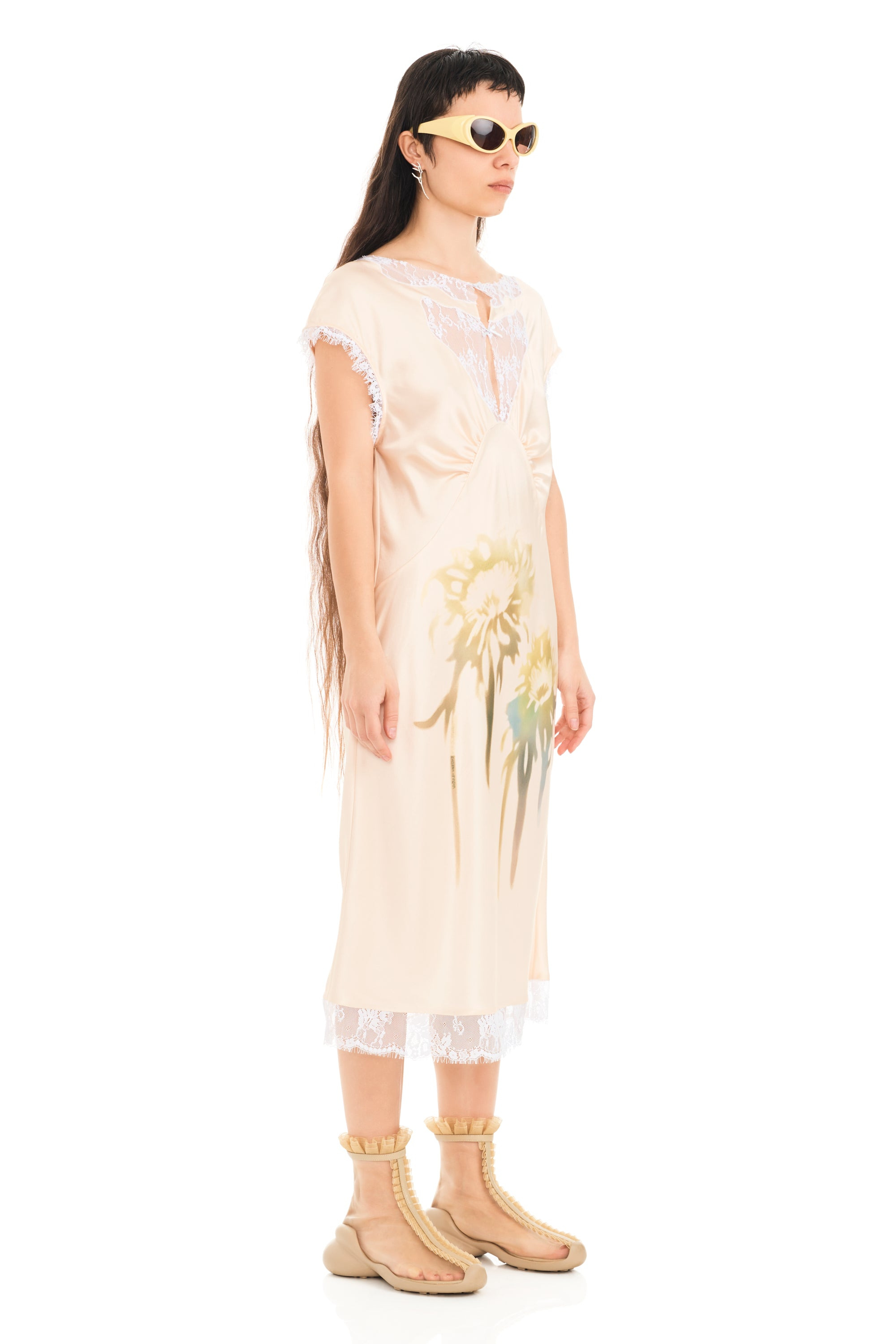 BUTTER FADED FLOWER WATERLILY MIDI DRESS - 4
