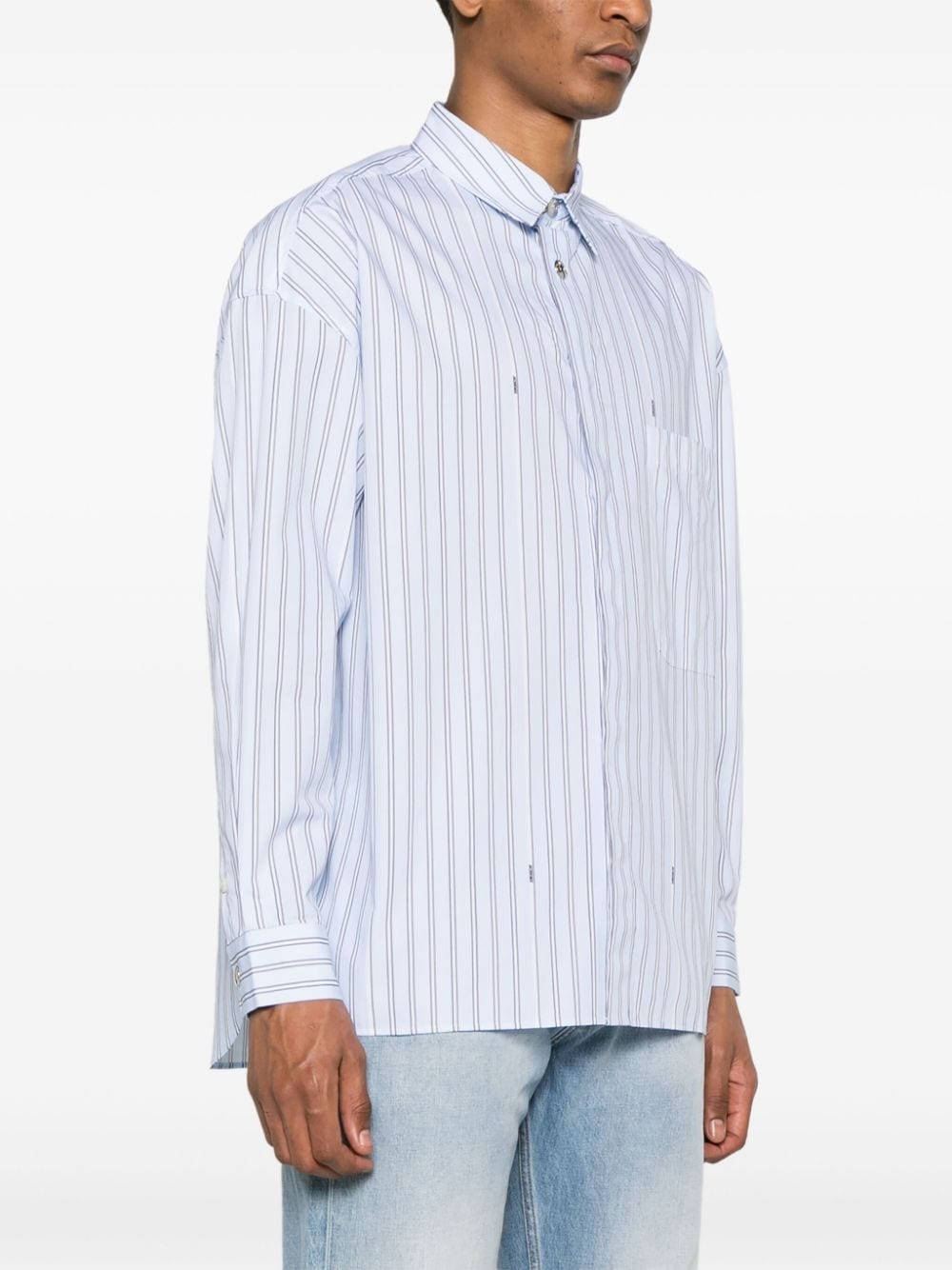 logo-studs striped shirt - 3