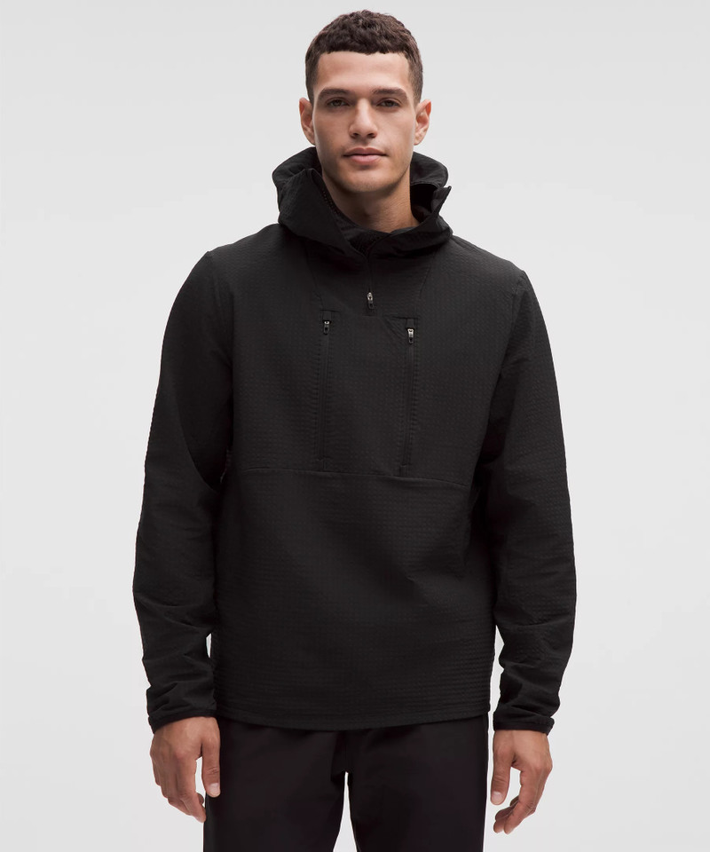 Grid Fleece High-Neck Pullover Hoodie 1