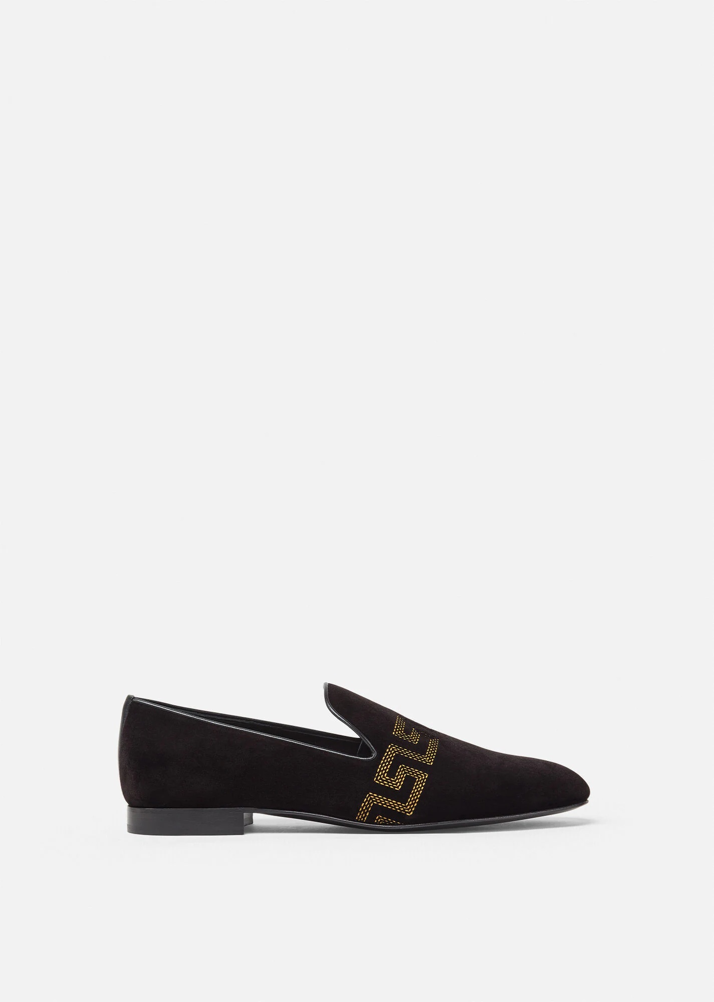 Greca Embroidered Velvet Loafers - 1
