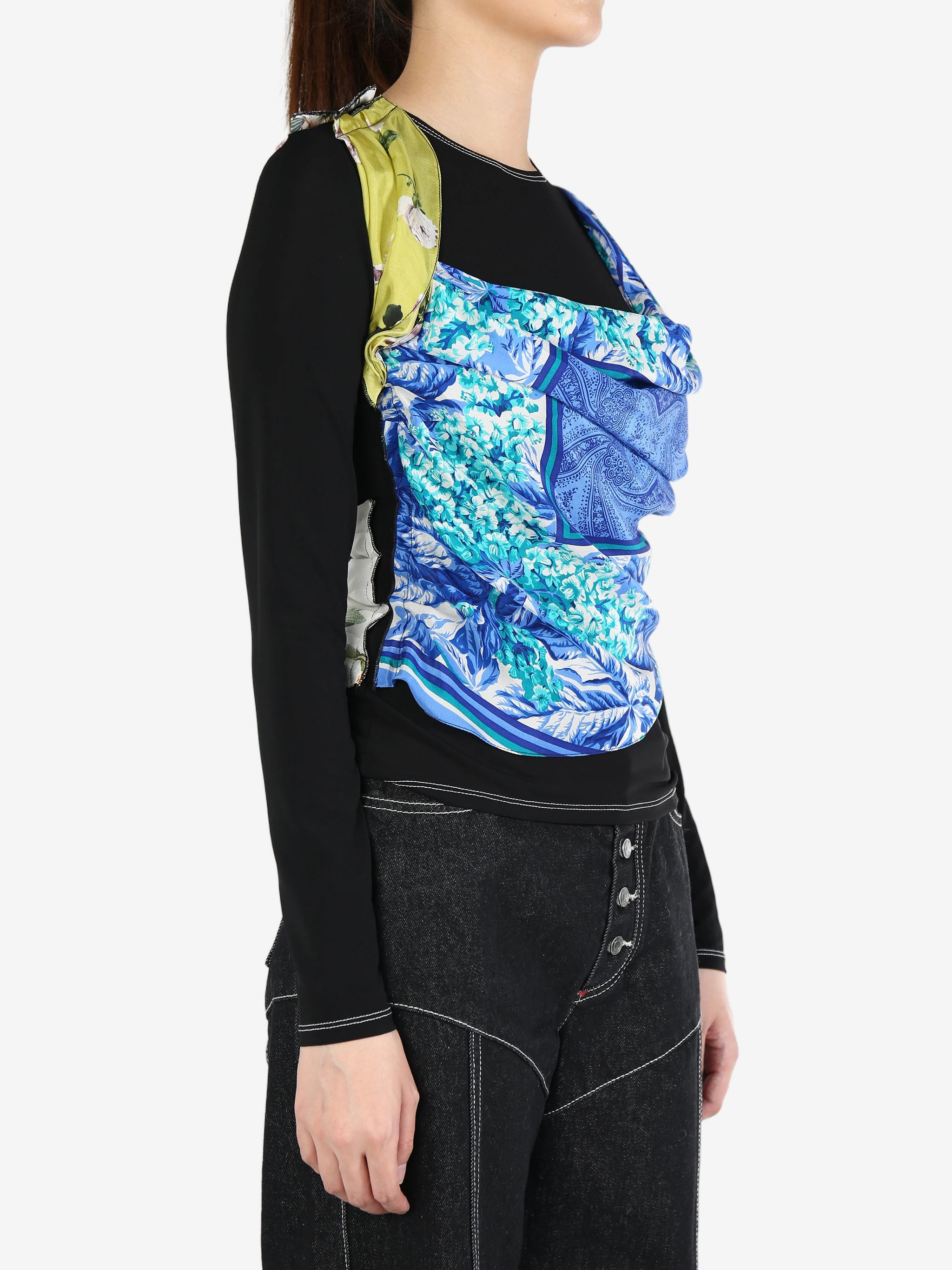 MARINE SERRE Women Upcycled Silk Scarves Draped Top - 2