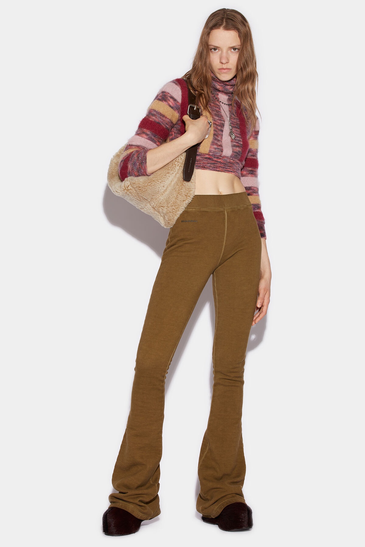 FLARED HIGH WAISTED LONG PANTS - 1