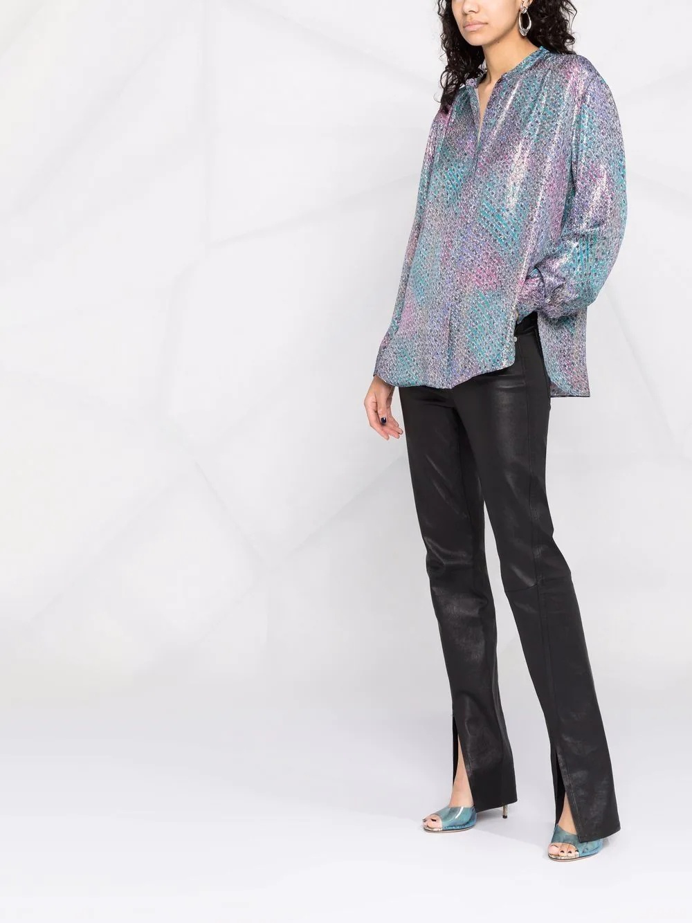 iridescent-effect lurex shirt - 4