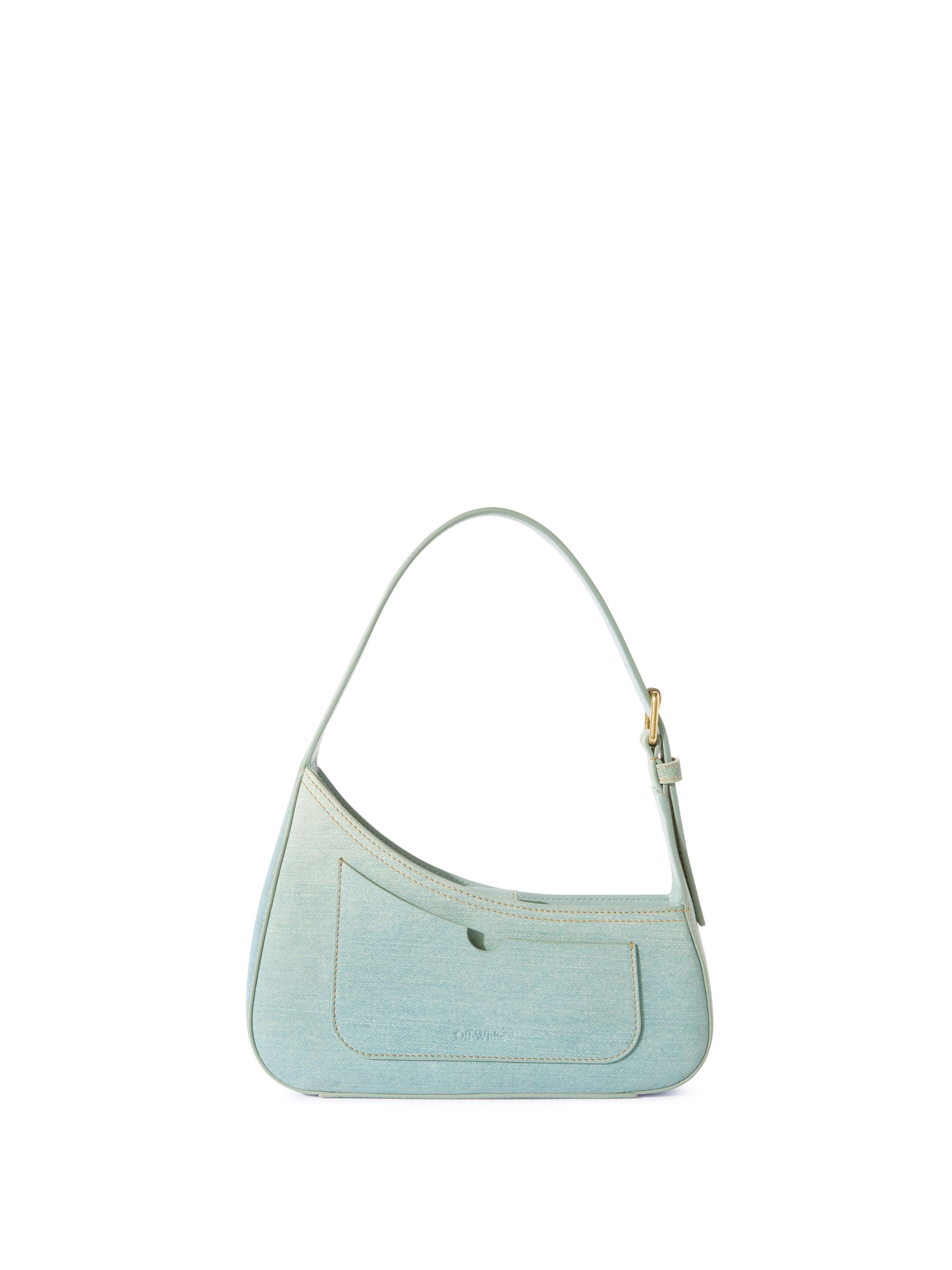 Light Blue Denim Leather Jitney Shoulder Bag - 4