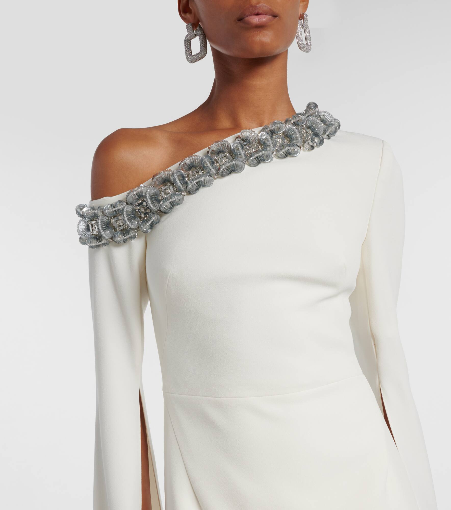 Rinna floral-appliqué one-shoulder gown - 4