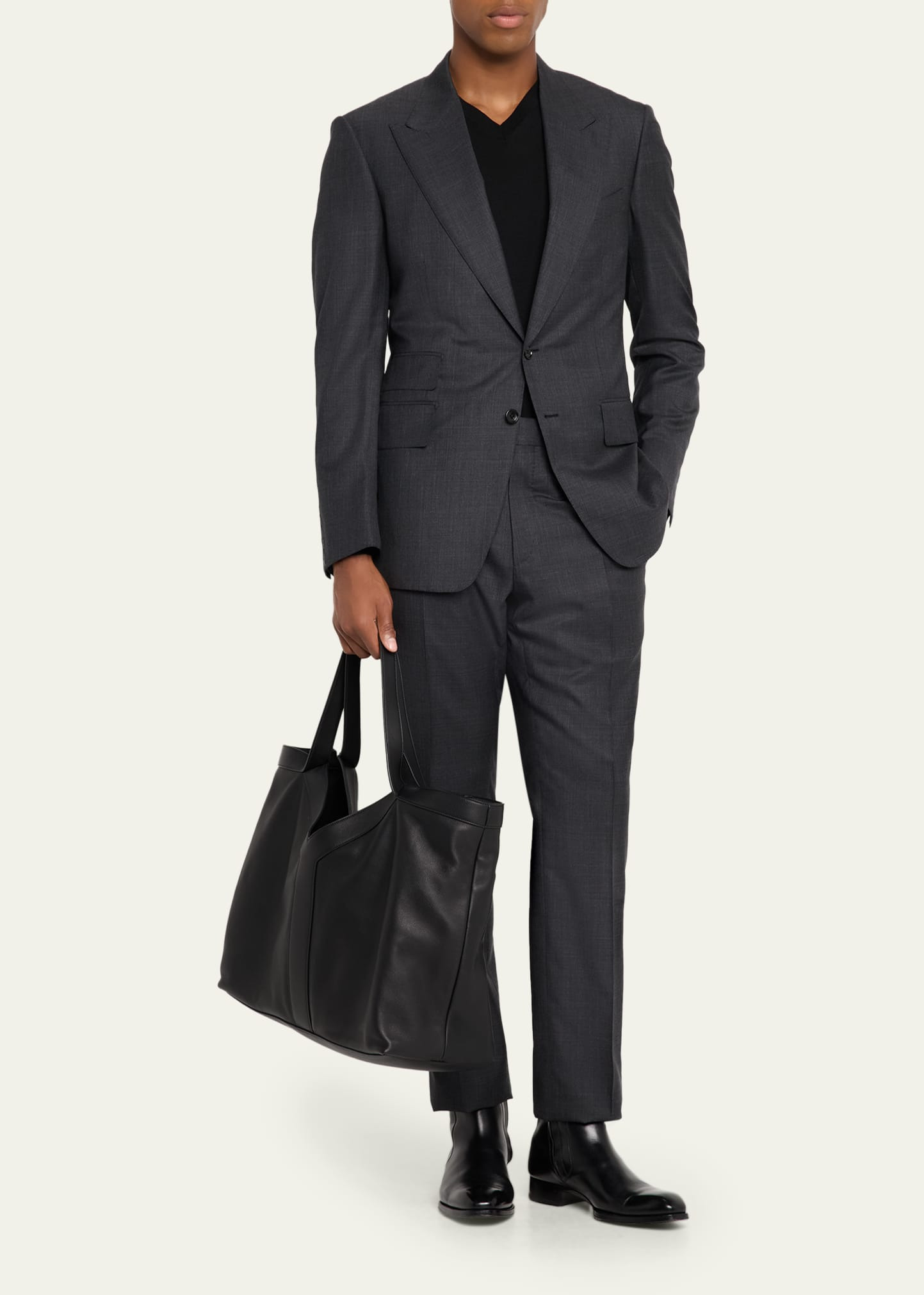 Men's Giant Y Grainy Leather Tote Bag - 6