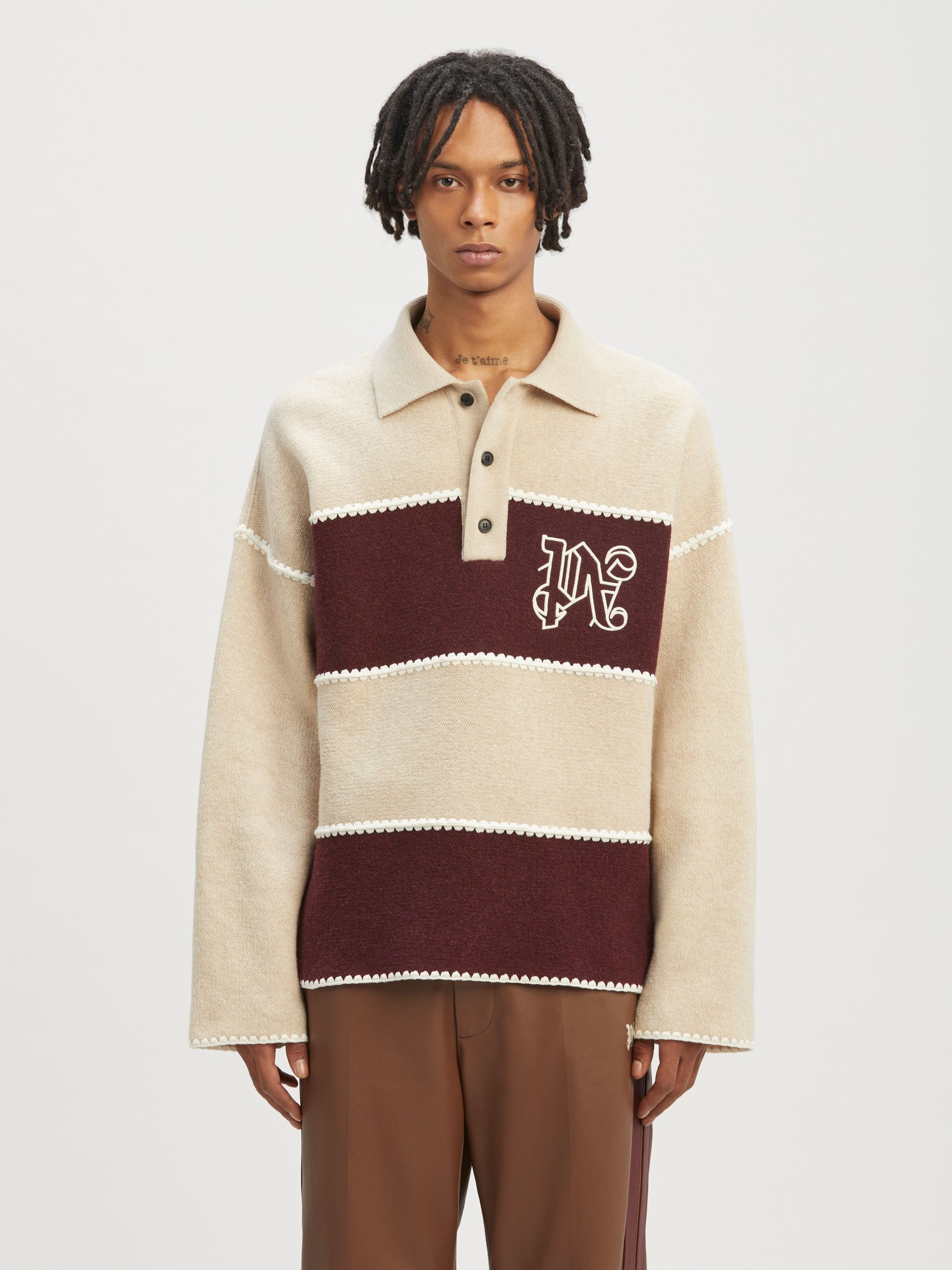 Monogram Striped Knit Polo - 3