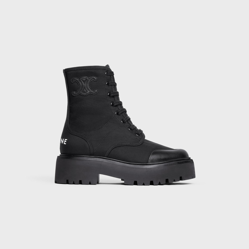 CELINE BULKY LACED UP BOOT in NYLON AND SHINY BULL 1