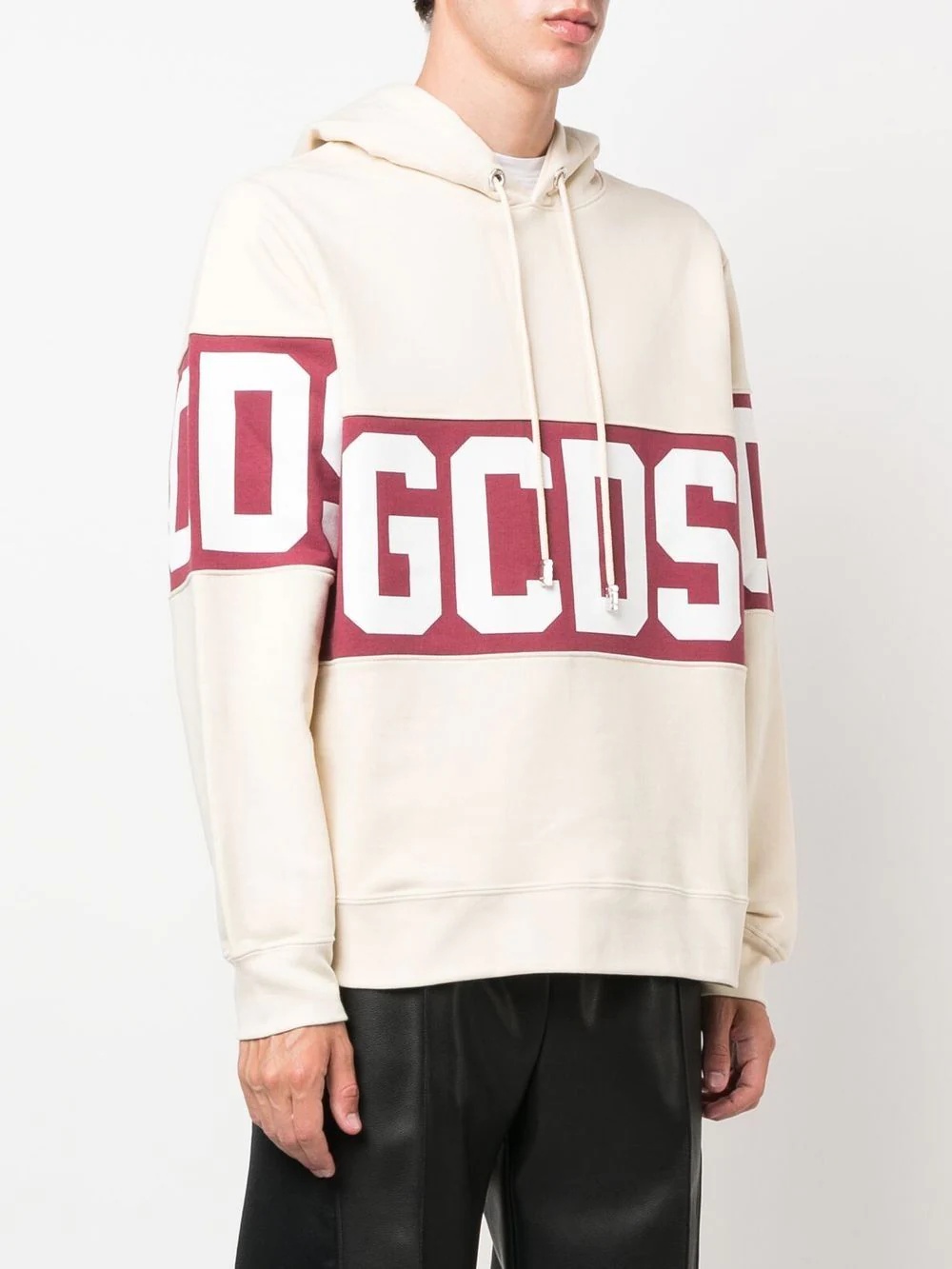 logo-print panelled hoodie - 3