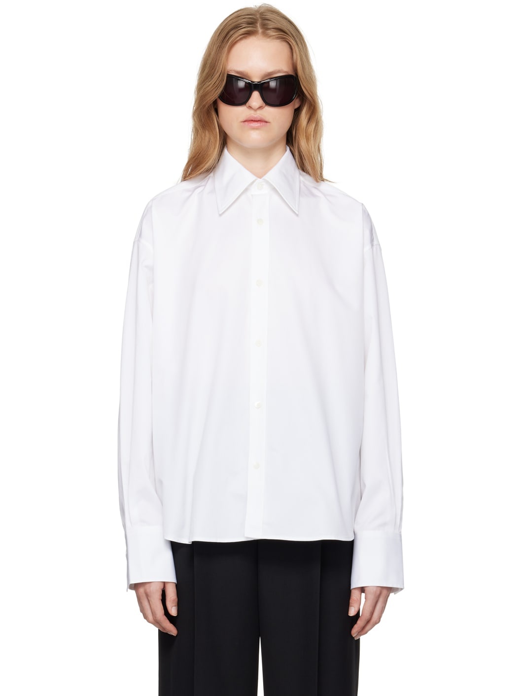 White Matt Poplin Shirt - 1