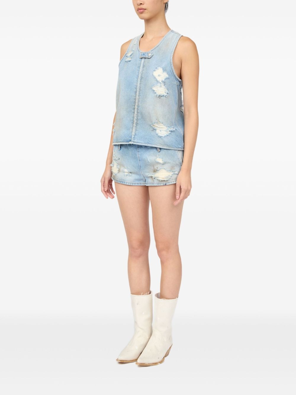 distressed effect waistcoat - 4