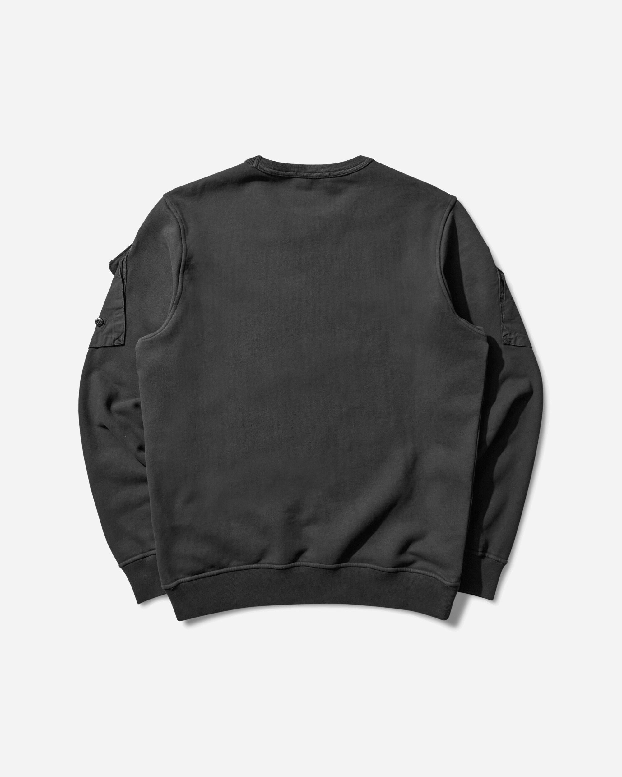 Men's Sleeve Pockets Crewneck Sweatshirt Black - 2