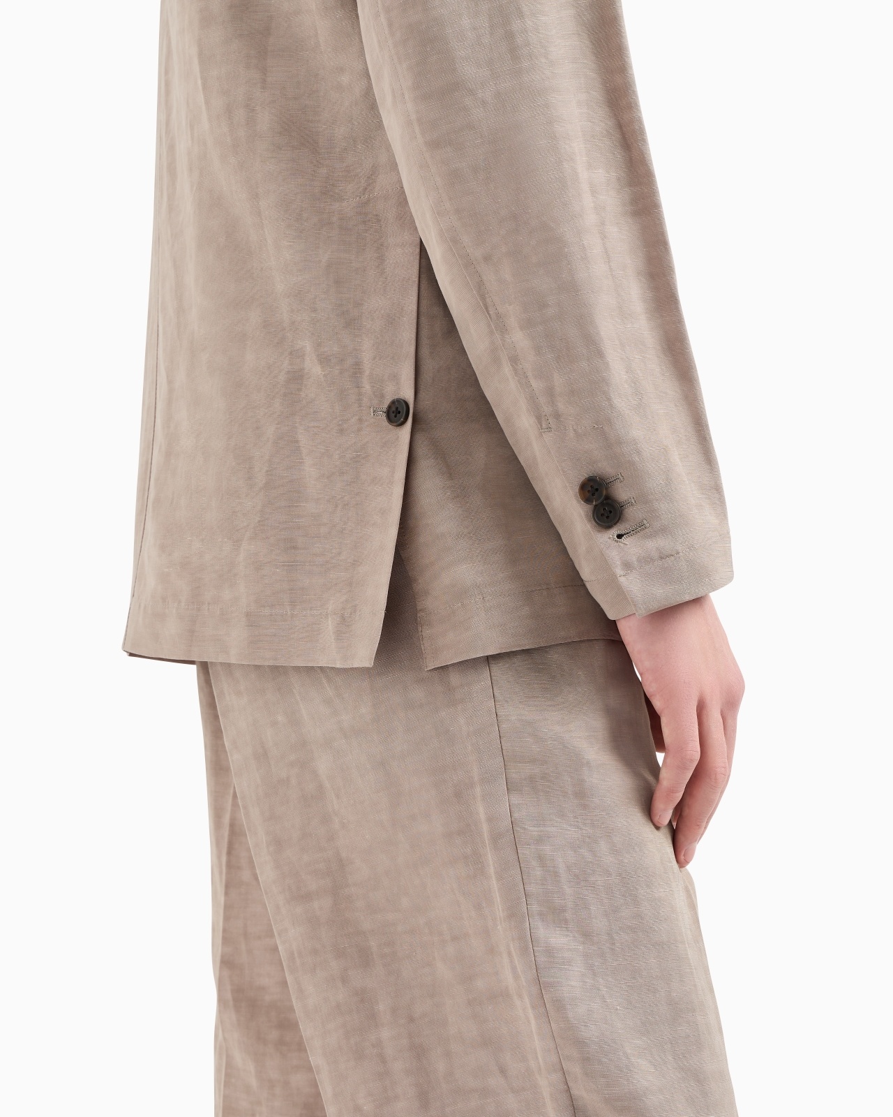 SINGLE-BREASTED LINEN-BLEND BLAZER - 5
