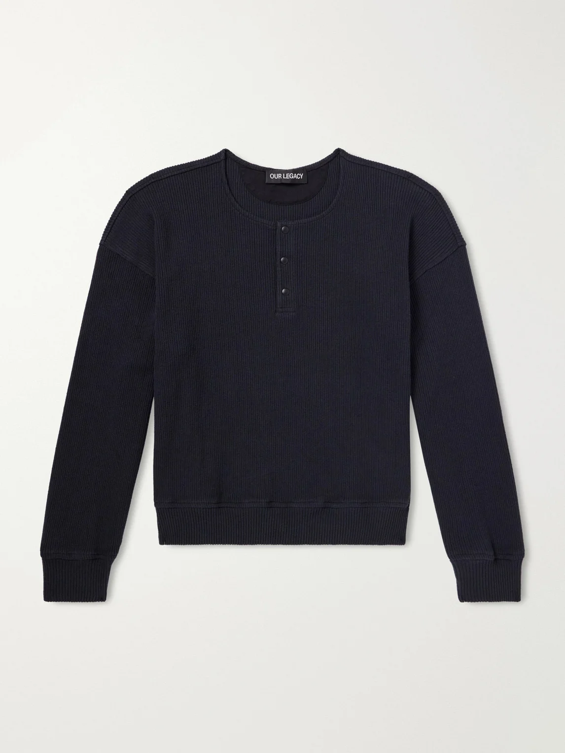 Ballon Ribbed Stretch-Cotton Henley T-shirt - 1