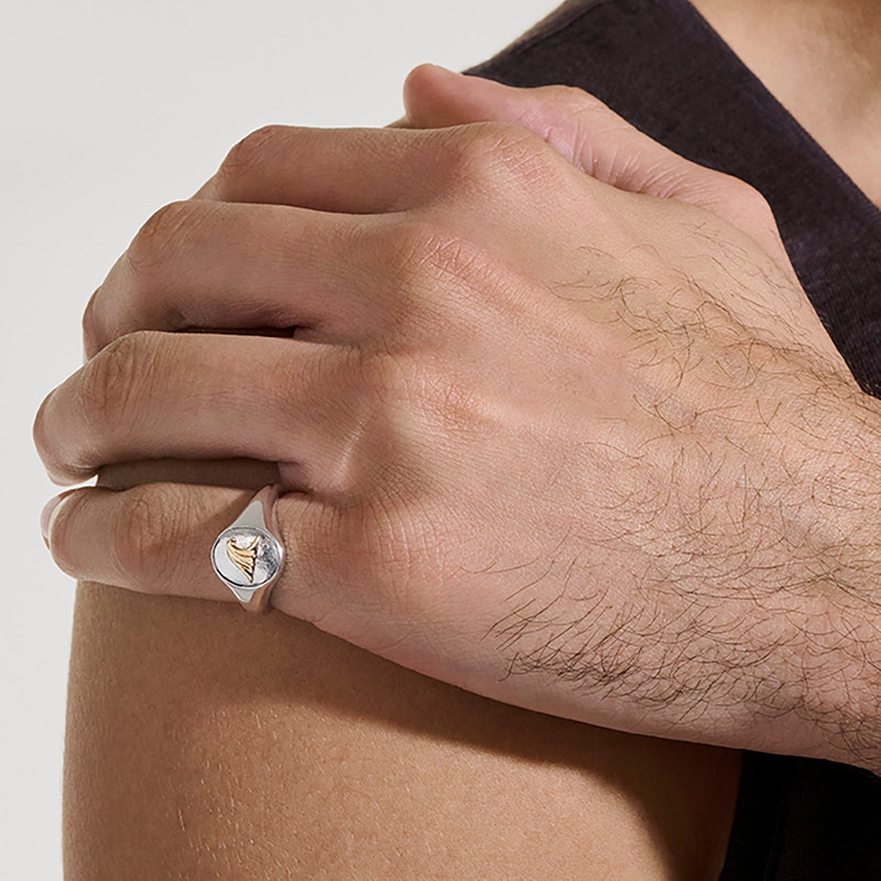 Wave Signet Ring, Gold, Sterling Silver 5