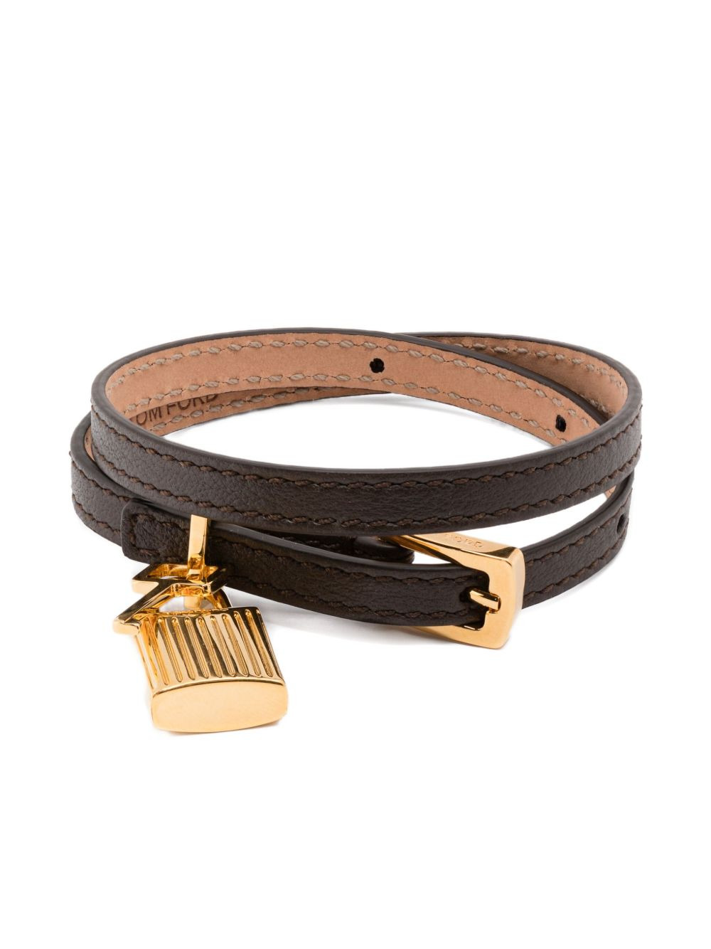 padlock-pendant leather bracelet - 1