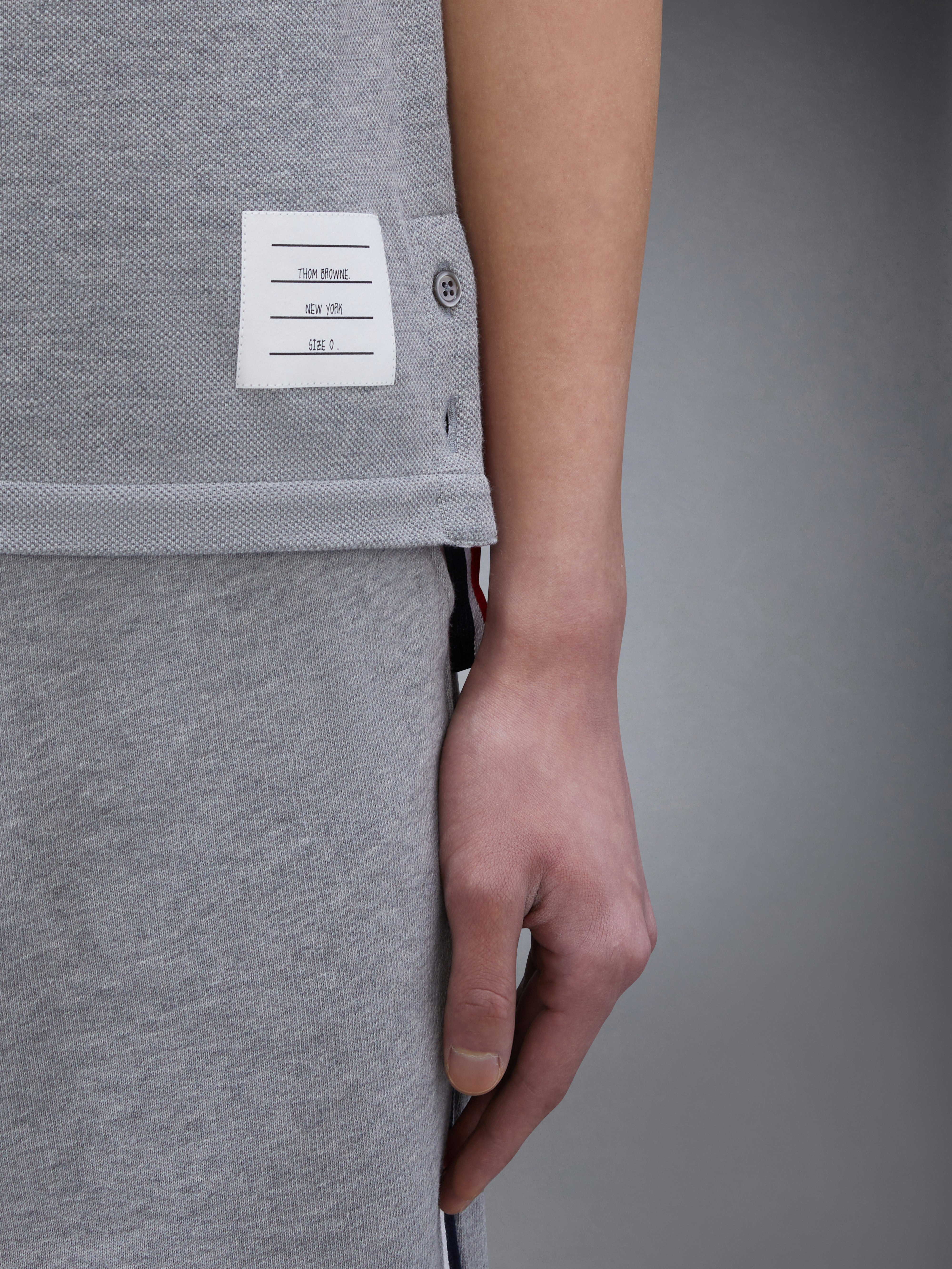 Light Grey Cotton Pique Center Back Stripe Relaxed Fit Tee - 6