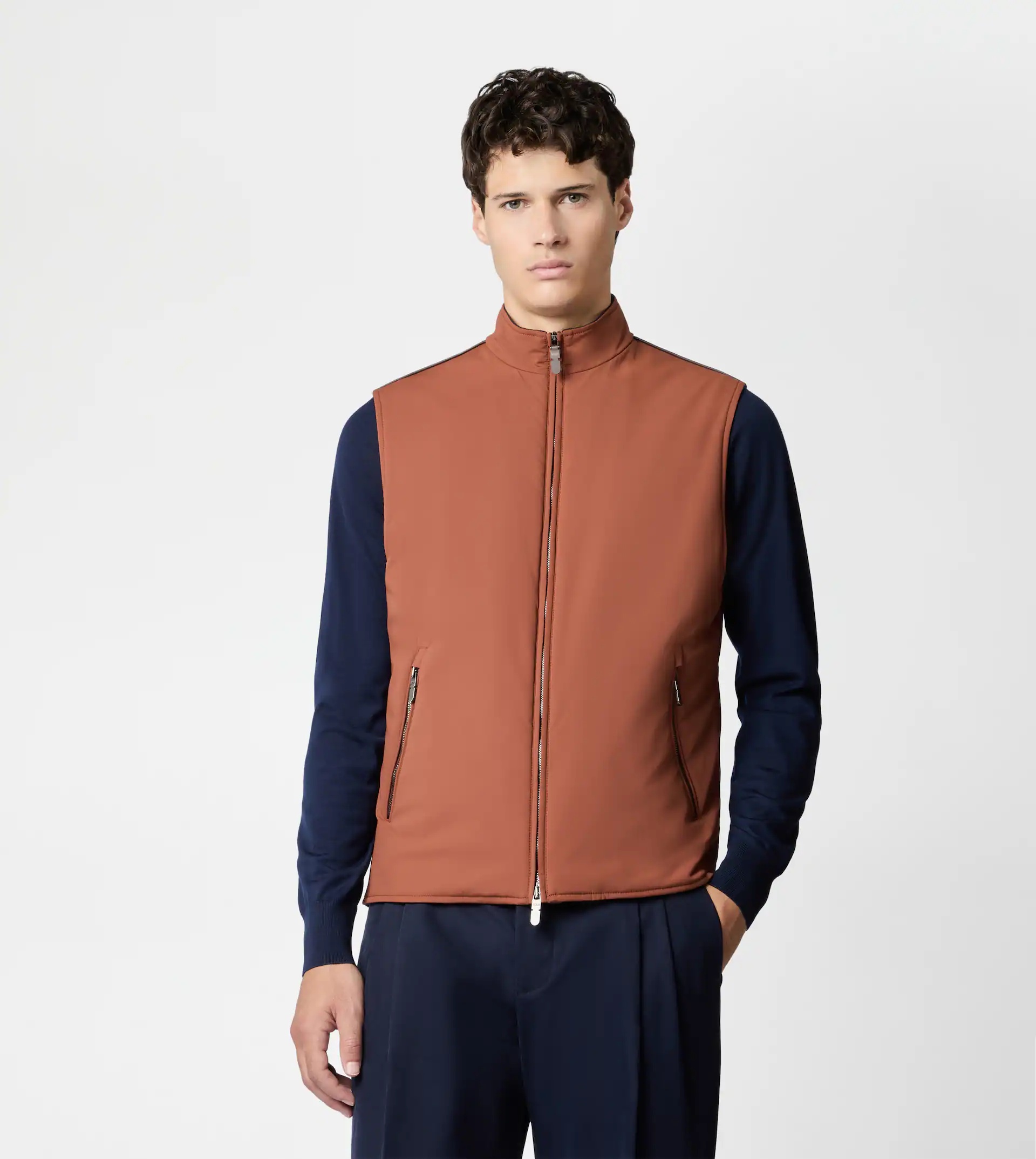 GILET IN TECHNICAL FABRIC - ORANGE - 4