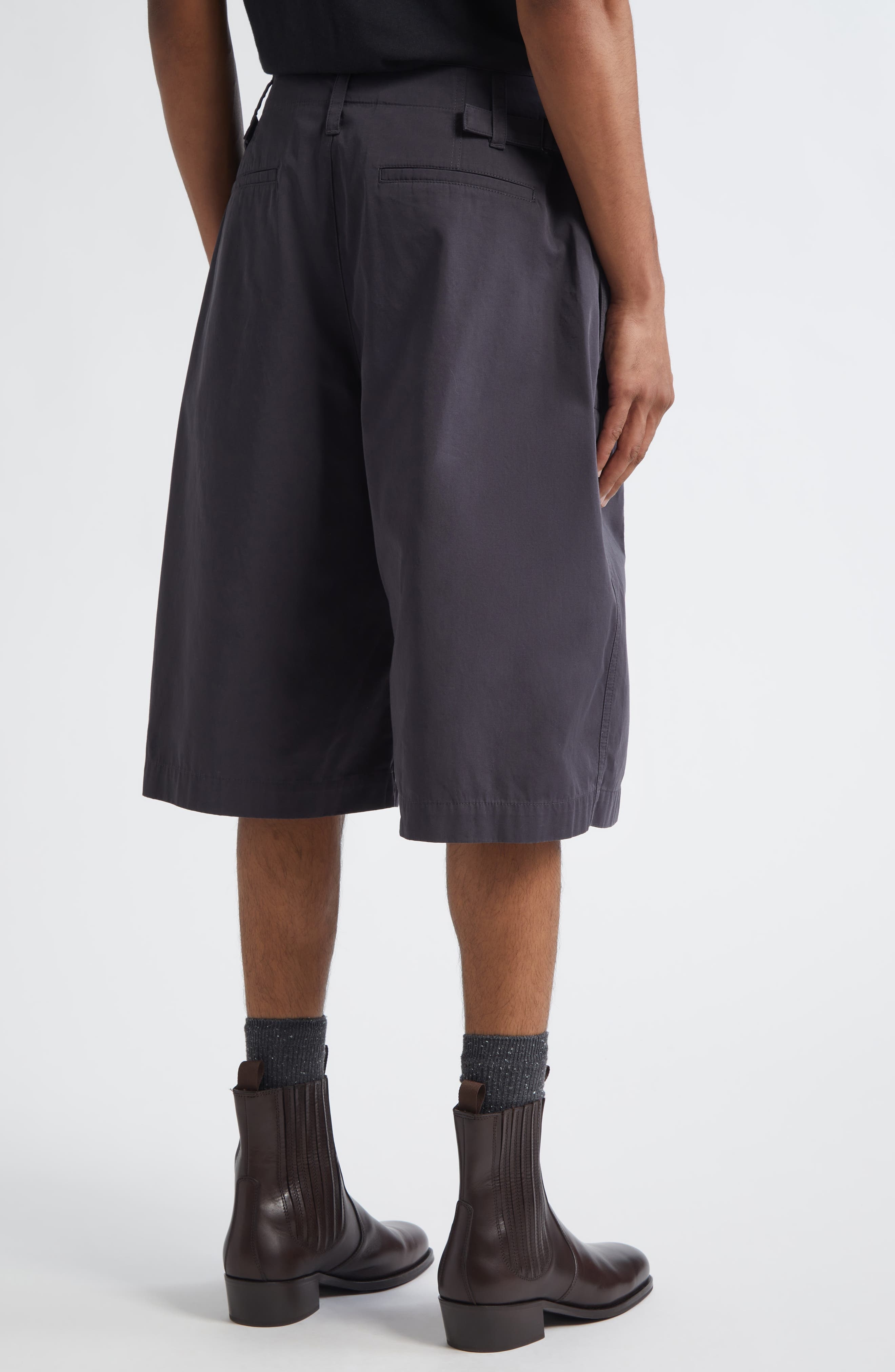 Lemaire Maxi Pleated Bermuda Shorts in Charcoal at Nordstrom - 2