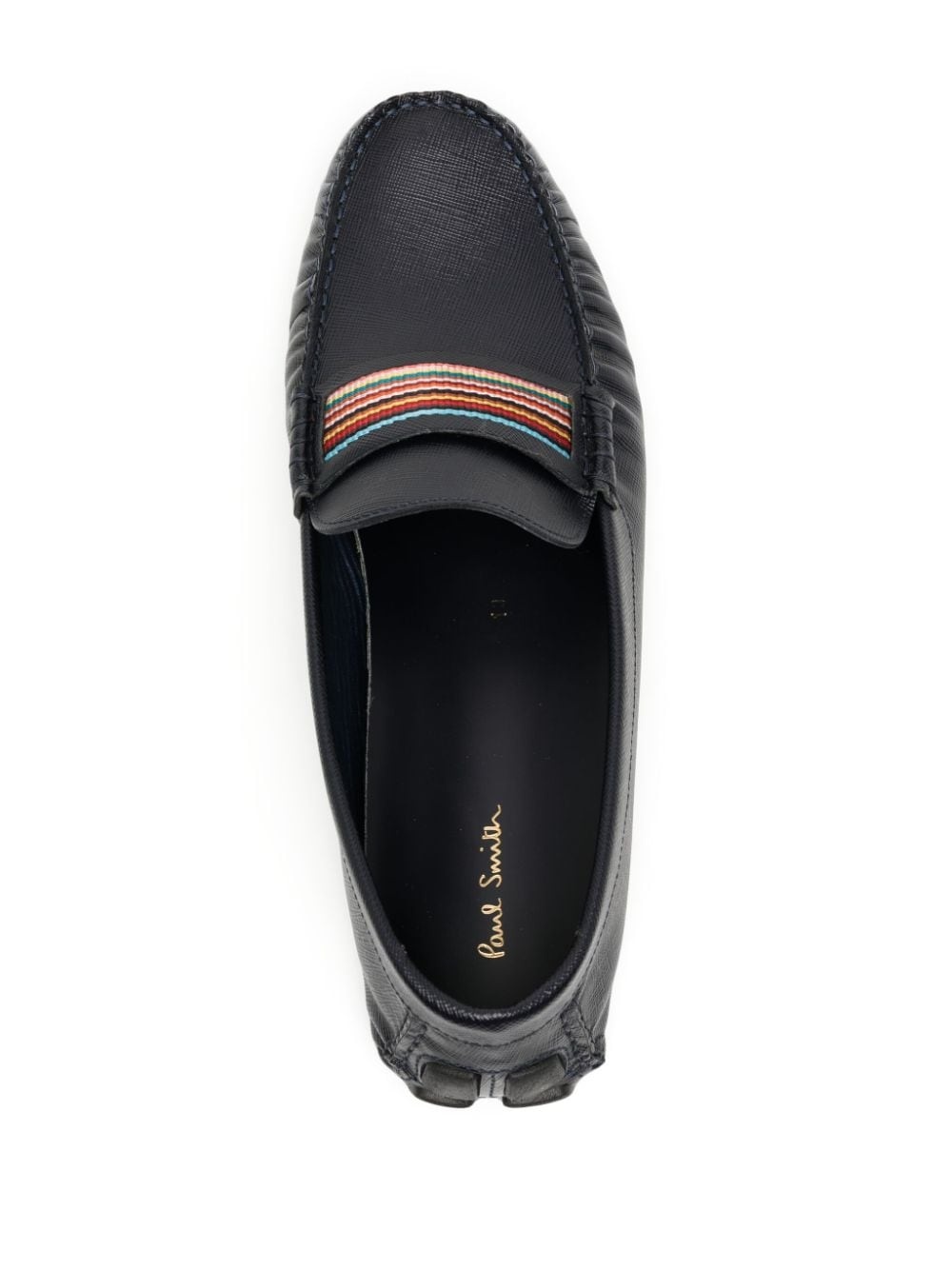 rainbow-stripe leather boat shoes - 4