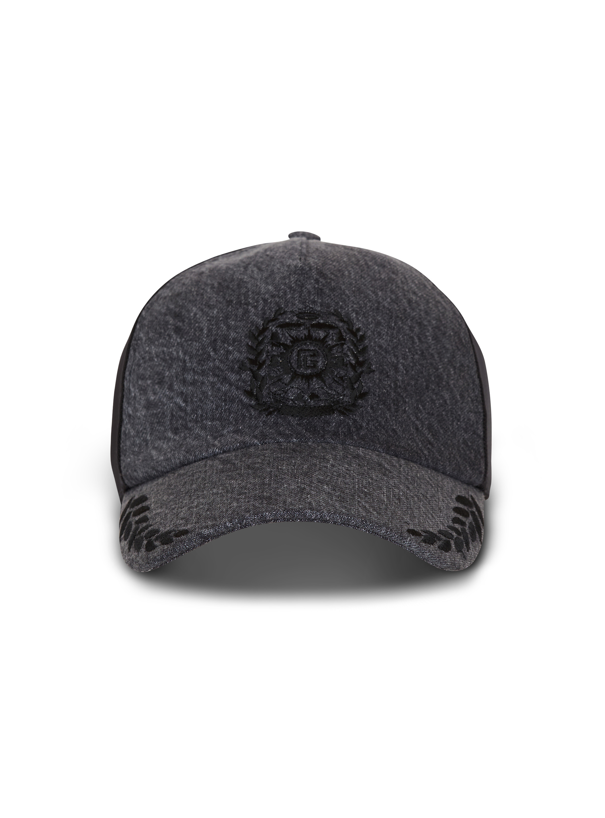 Balmain Écusson embroidered denim cap - 1