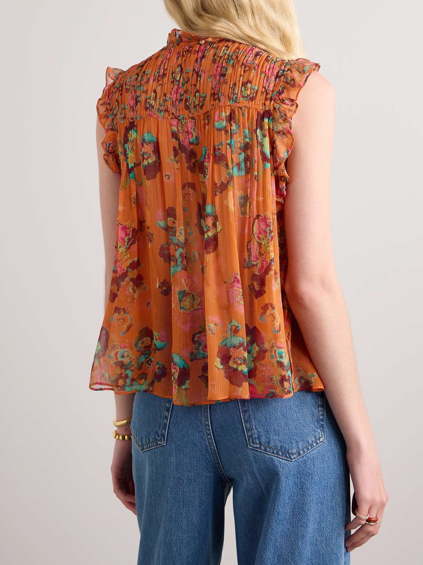 Georgina gathered floral-print silk-crepon blouse - 4