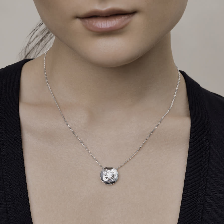 Diamond2Deal - Diamond2Deal 14k White Gold 3 Ct Round Lab Grown Diamond Pendant Necklace 18" Chain VVS-VS, E-F - 3