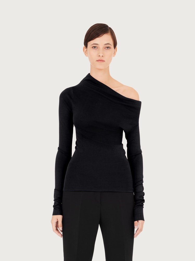 SWEATER WITH ASYMMETRIC COLLAR - 2