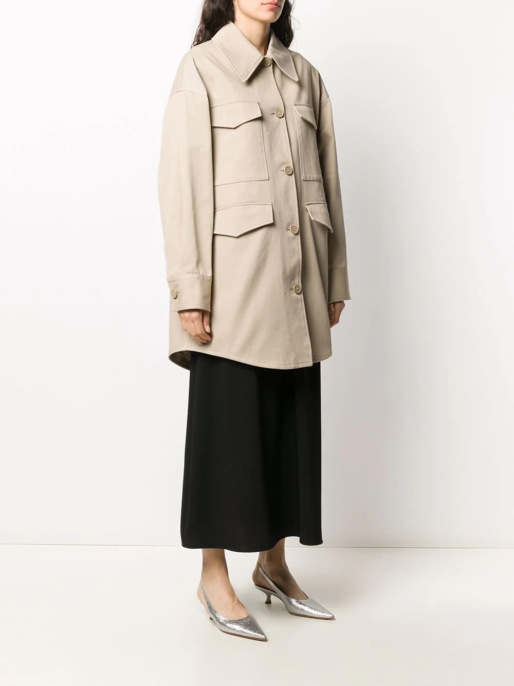 patch pocket shirt coat - 3