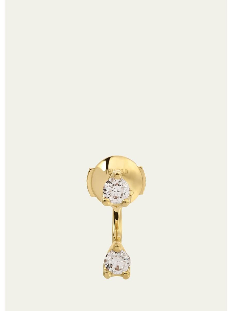 18K Yellow Gold Round Diamond Orbit Earring, Single 1