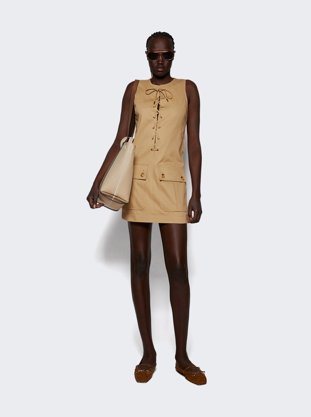 Lace Up Mini Dress Argil Brown - 5