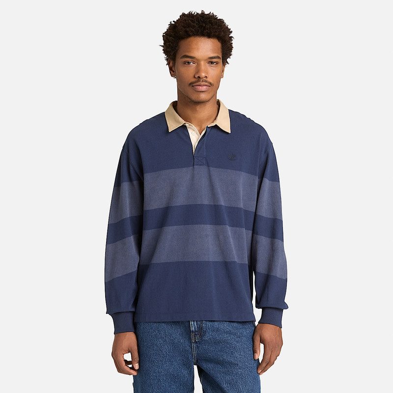 Striped Long-Sleeve Rugby Polo Shirt 4