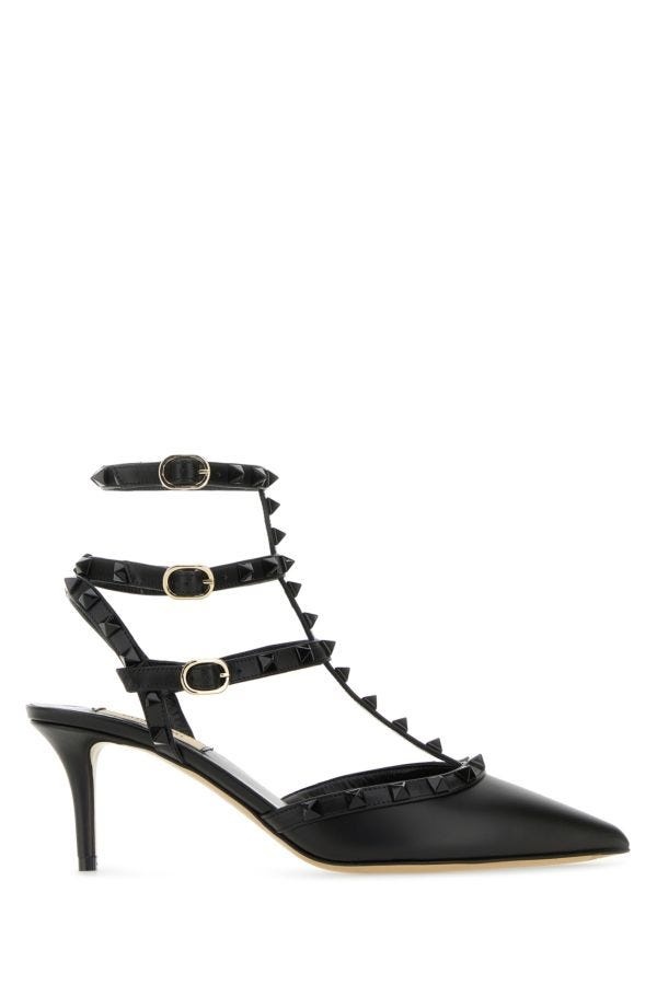 Black leather Rockstud pumps - 1