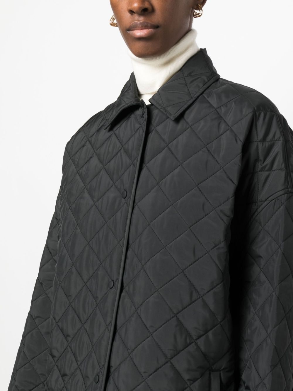 diamond-quilted single-breasted raincoat - 5