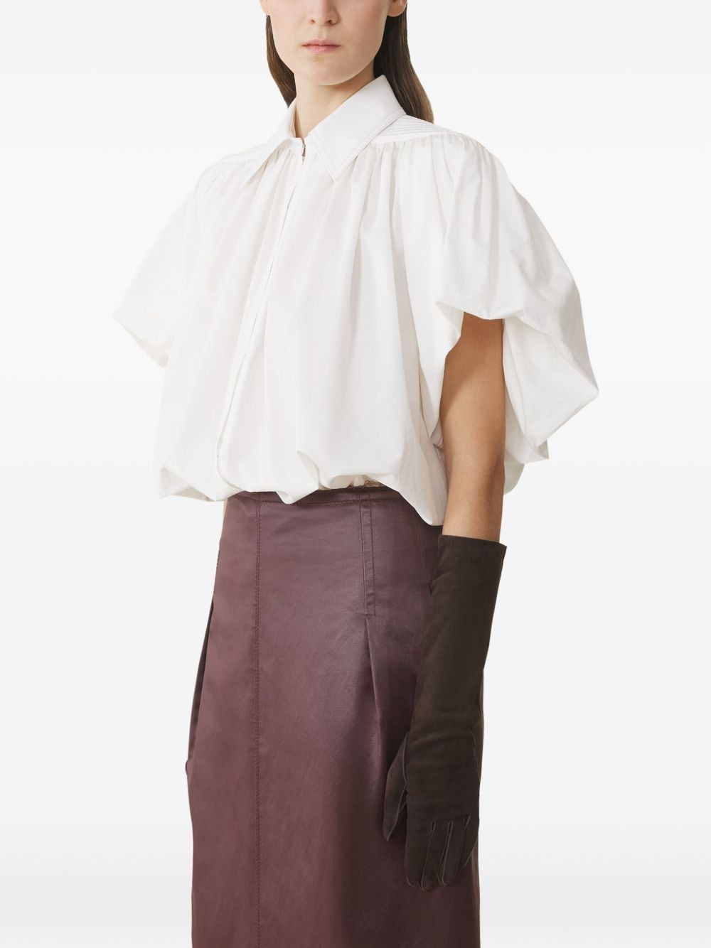 puffed-sleeve cotton blouse - 3