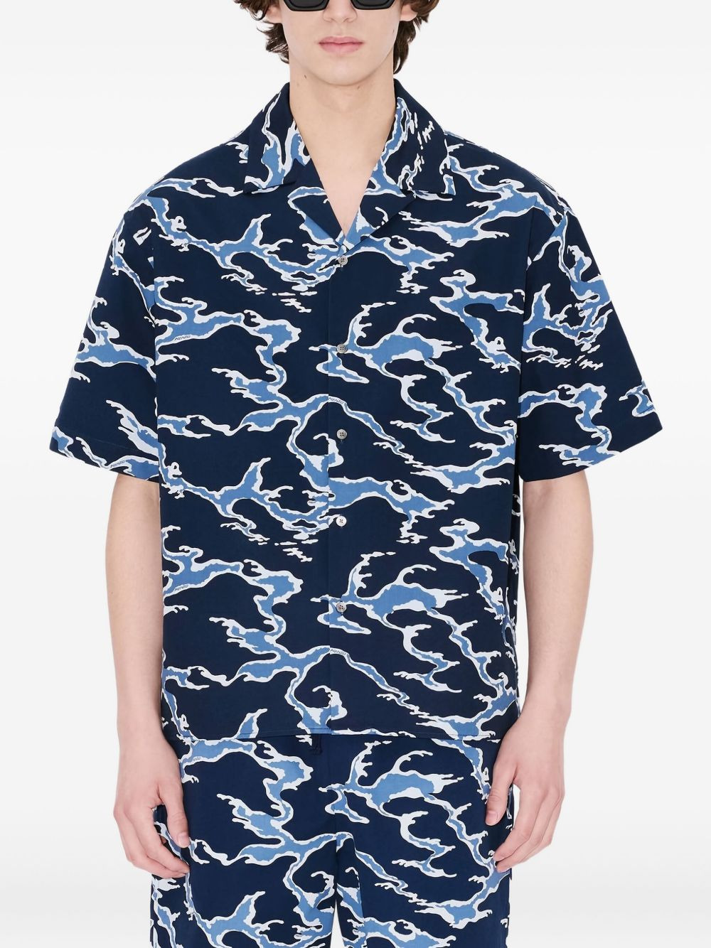wave-print short-sleeve shirt - 3