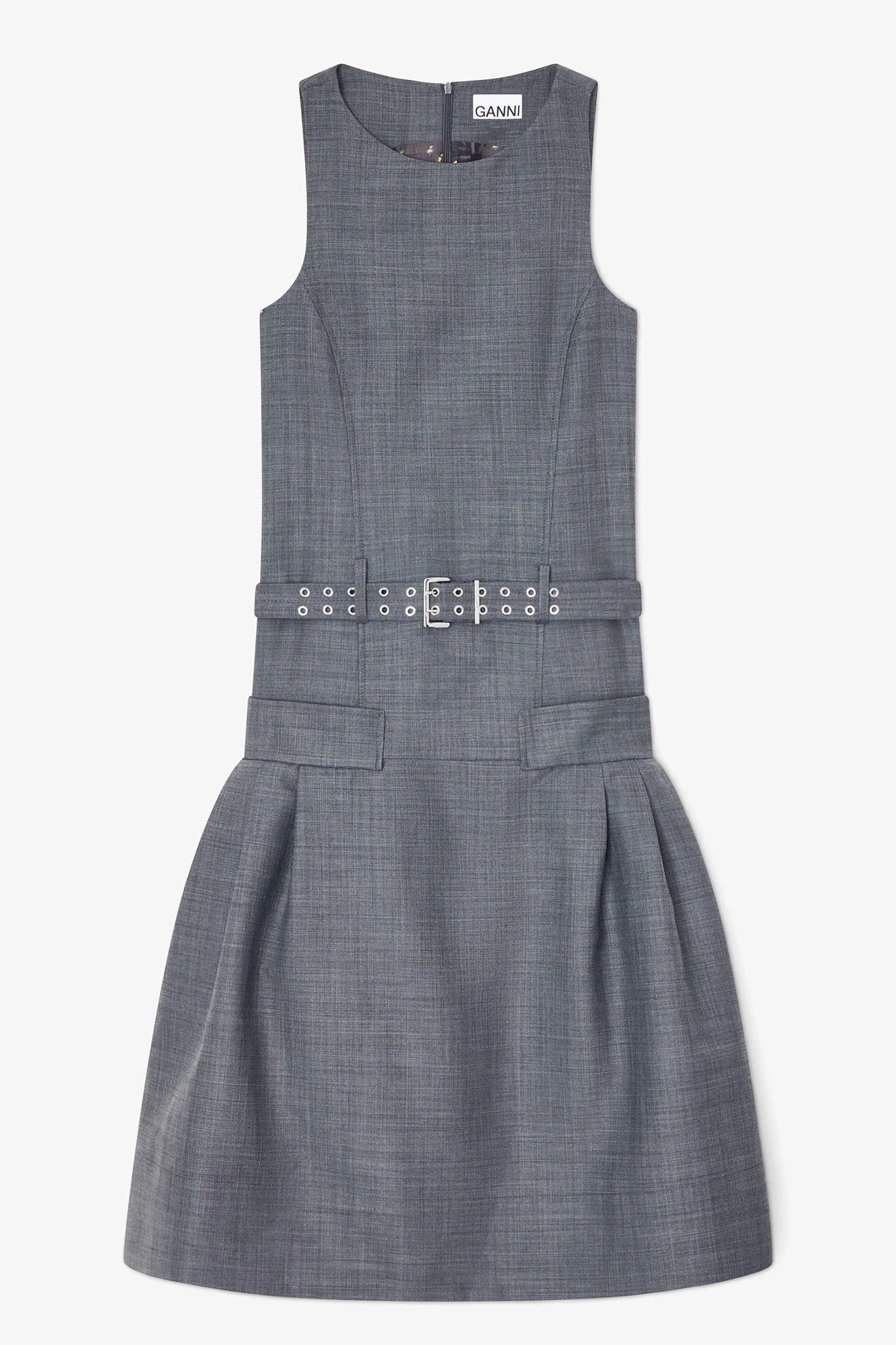 DRESS IN GREY WOOL MELANGE - 1
