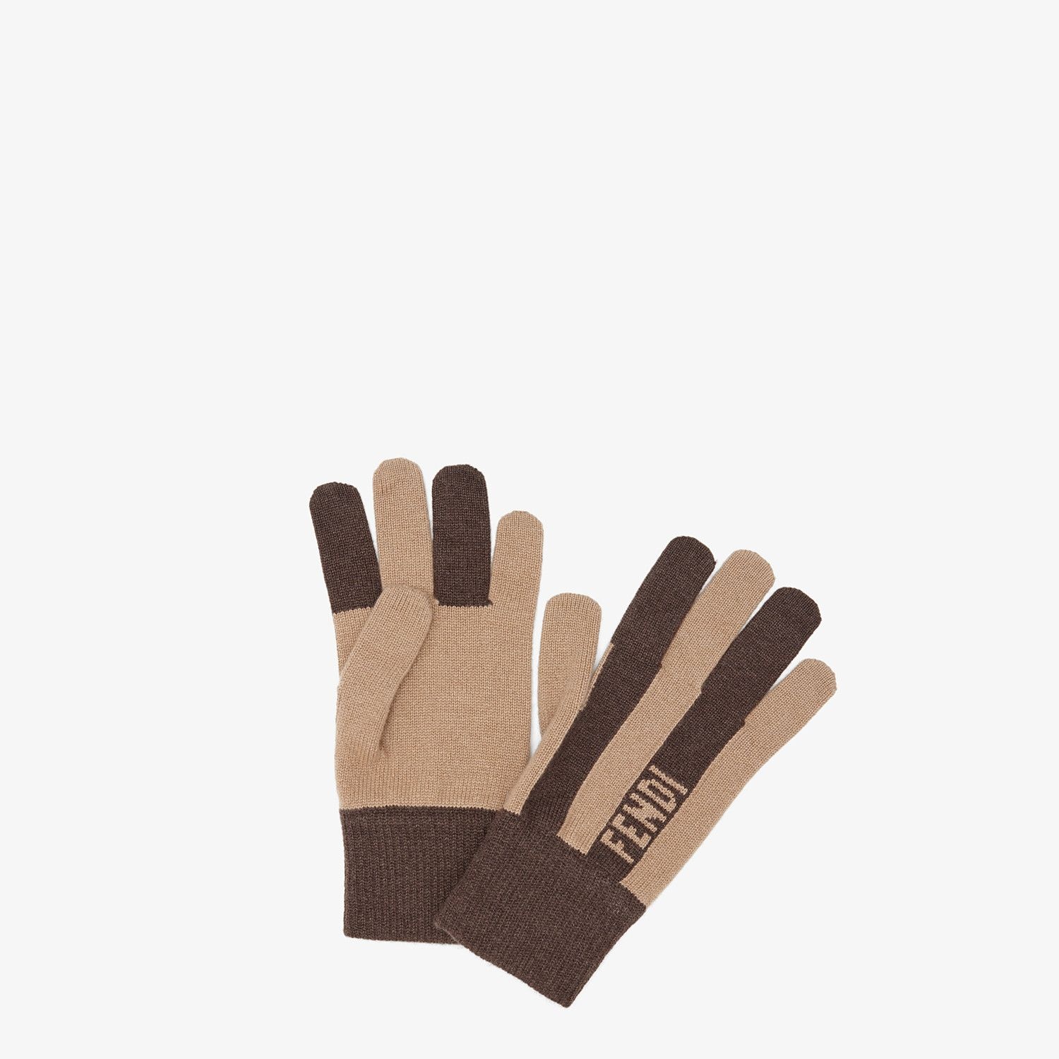 Brown cashmere gloves - 1