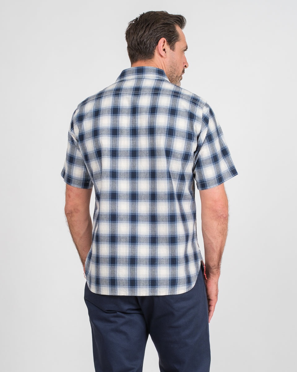 5OZ SELVEDGE SHORT SLEEVED MADRAS CHECK WORK SHIRT - BLUE - 3