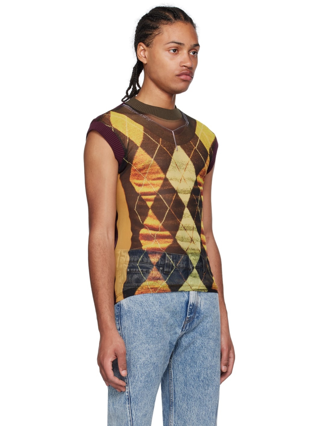 Yellow & Burgundy Jean Paul Gaultier Edition Tank Top - 2