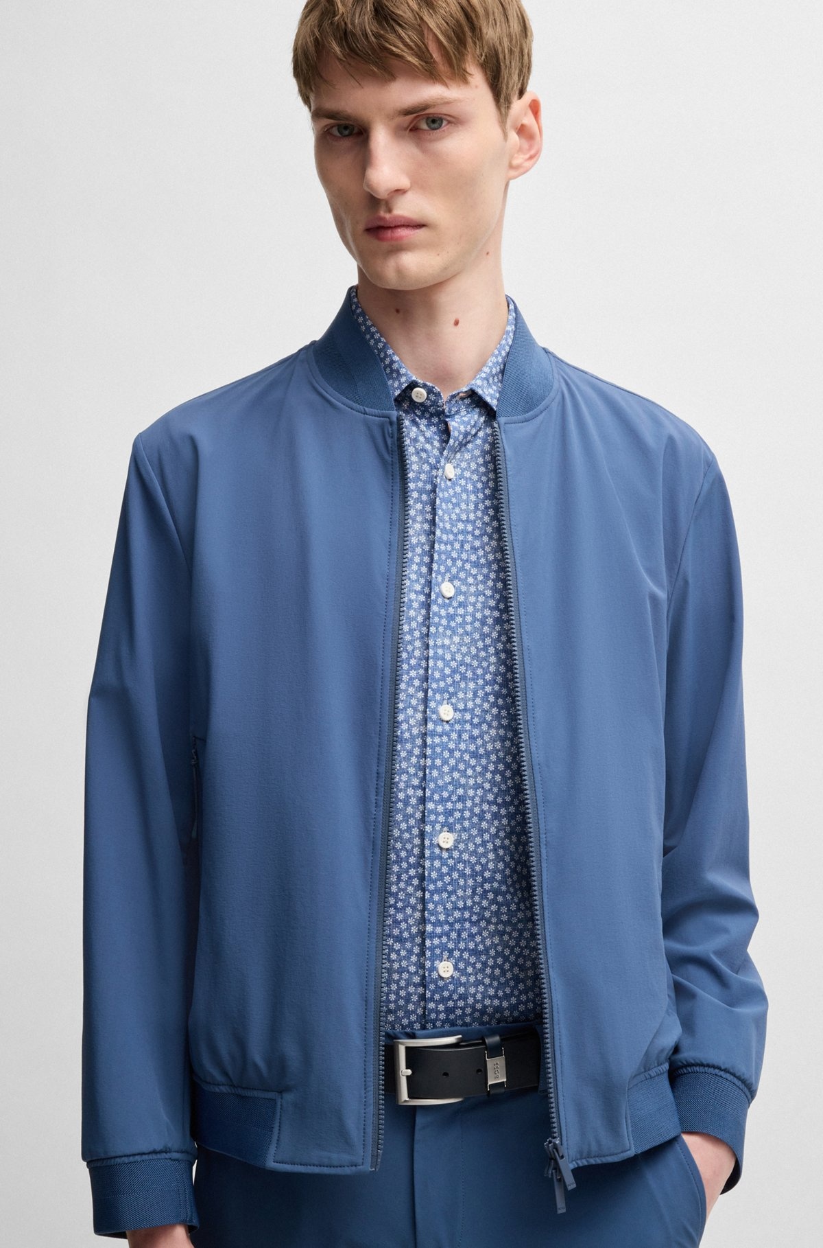 SLIM-FIT SHIRT IN FLORAL-PRINT PERFORMANCE FABRIC - 6