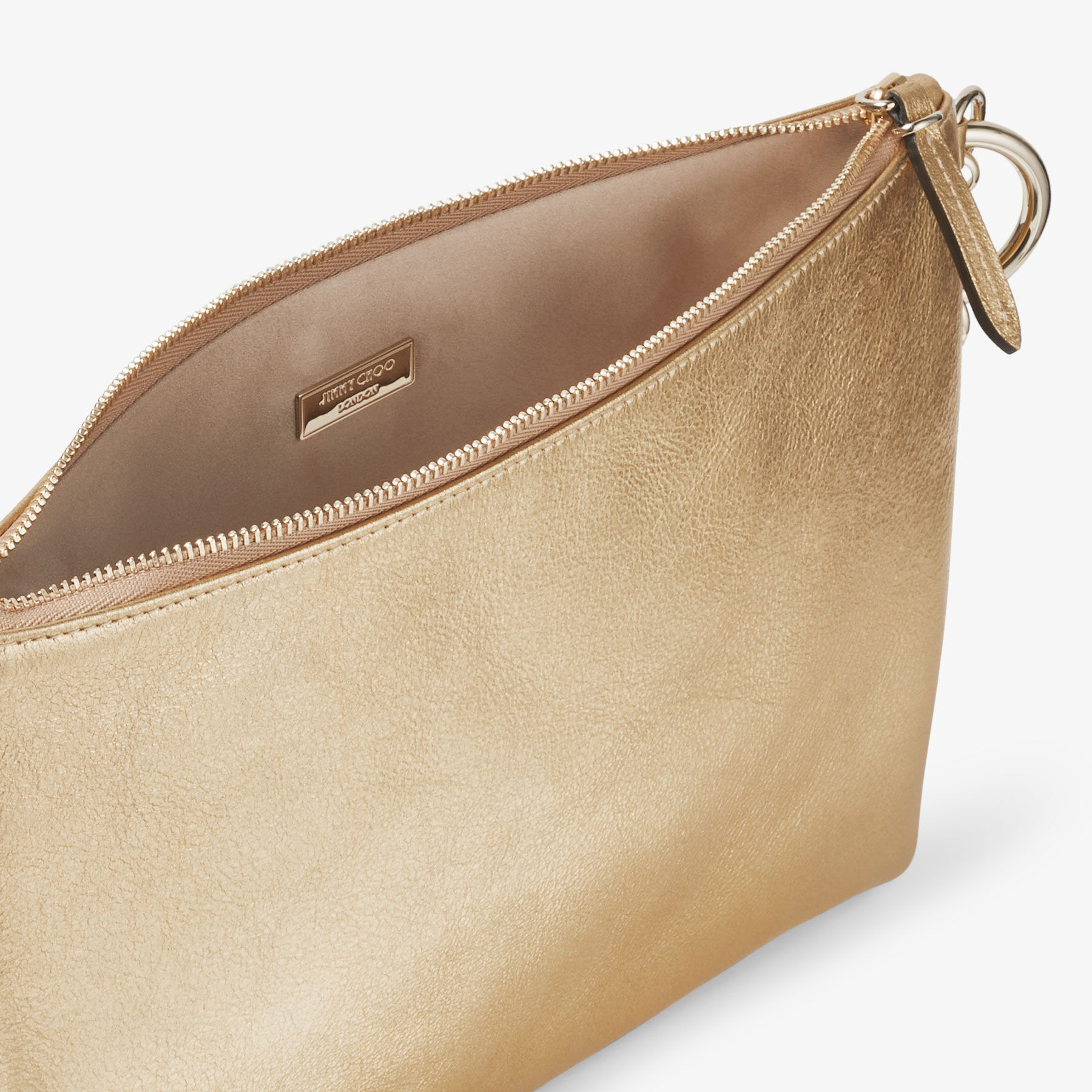 Callie
Gold Metallic Leather Clutch Bag With Chain Strap - 3