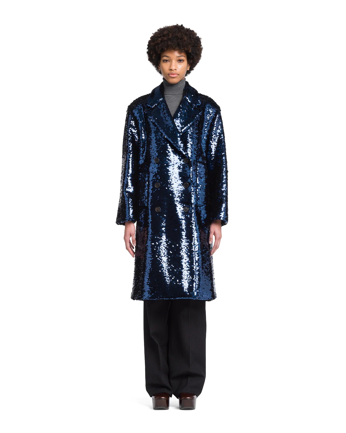 Sequin-embroidered double-breasted coat - 2