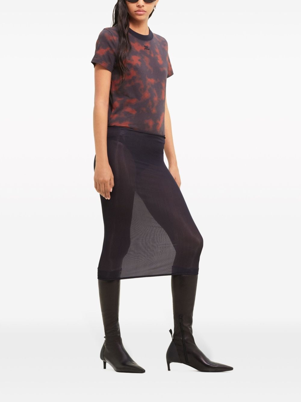 tortoiseshell-effect cotton T-shirt - 3